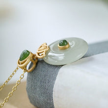 Load image into Gallery viewer, Silver Natural Fine Jade Donut Pendant Necklace
