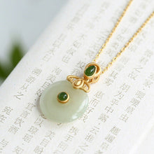 Load image into Gallery viewer, Silver Natural Fine Jade Donut Pendant Necklace
