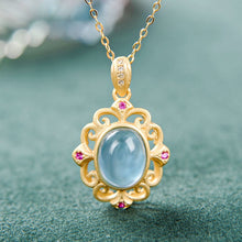 Load image into Gallery viewer, Silver Natural Blue Jade Pendant Necklace Vintage Retro Design Charming Women&#39;s Brand Jewelry
