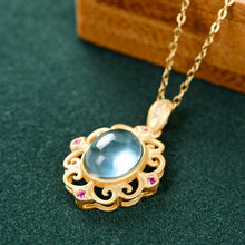 Load image into Gallery viewer, Silver Natural Blue Jade Pendant Necklace Vintage Retro Design Charming Women&#39;s Brand Jewelry
