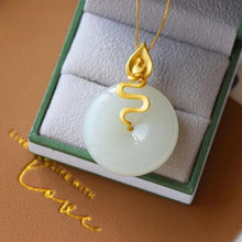 Load image into Gallery viewer, Silver Original Inlaid Natural Fine White Jade Pendant Necklace
