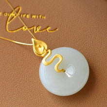 Load image into Gallery viewer, Silver Original Inlaid Natural Fine White Jade Pendant Necklace
