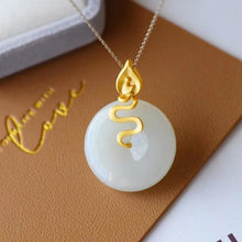 Load image into Gallery viewer, Silver Original Inlaid Natural Fine White Jade Pendant Necklace
