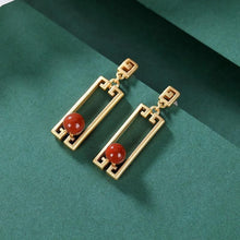 Load image into Gallery viewer, Sterling Silver Inlaid Natural Southern Red Agate Earrings Vintage Style Retro Unique Women&#39;s Brand Jewelry
