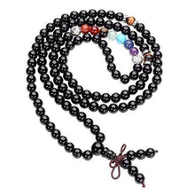 Load image into Gallery viewer, 7 Chakra Black Obsidian Beaded Mala Meditation Healing Bracelet/Necklace
