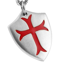 Load image into Gallery viewer, Knights Templar Cross Joshua Shield Stainless Steel Pendant Necklace
